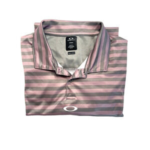 Oakley Hydrolyx Golf Polo Shirt Mens XL 2XL Striped Short Sleeve Performance